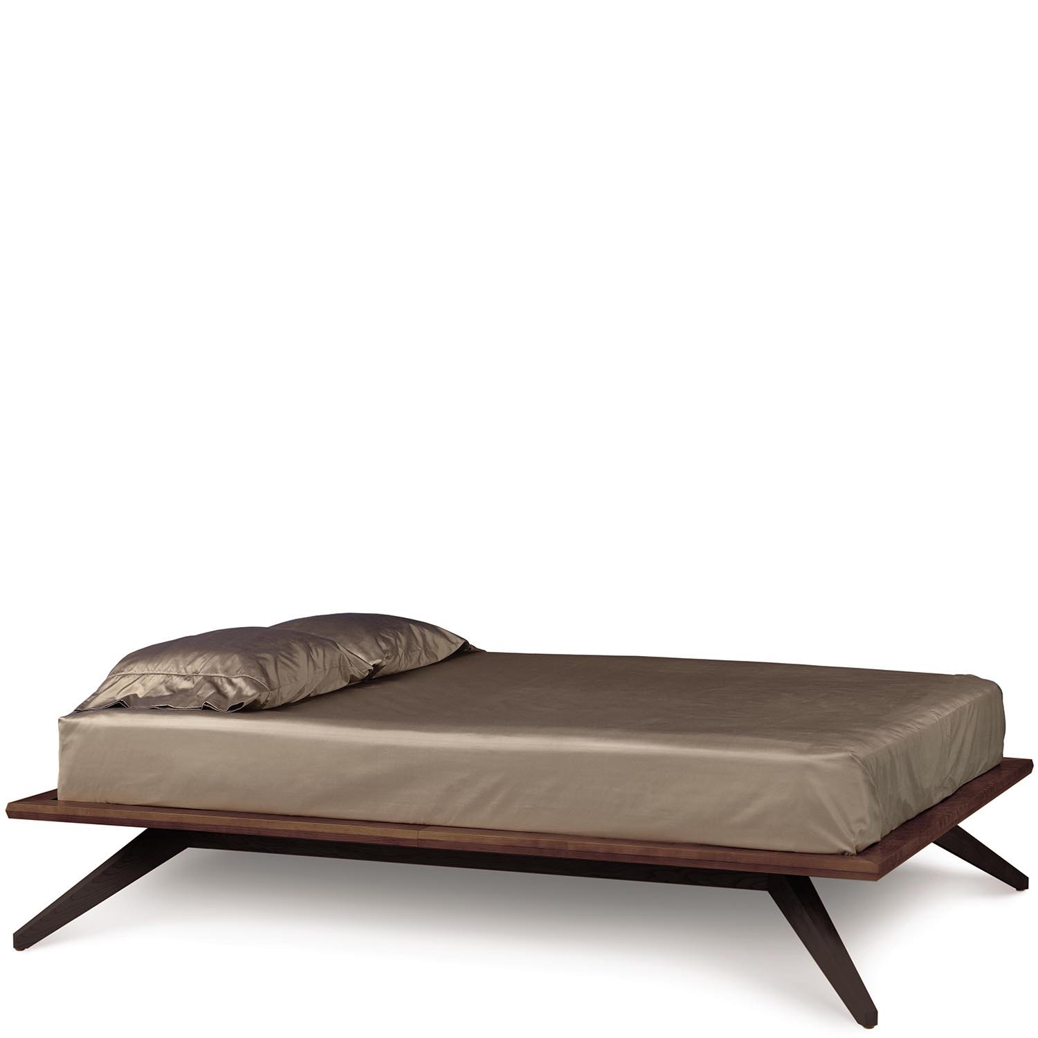 Astrid Bed without Headboard Panel in Walnut/Dark Chocolate Legs - Urban Natural Home Furnishings.  Solid Wood Bed, Copeland