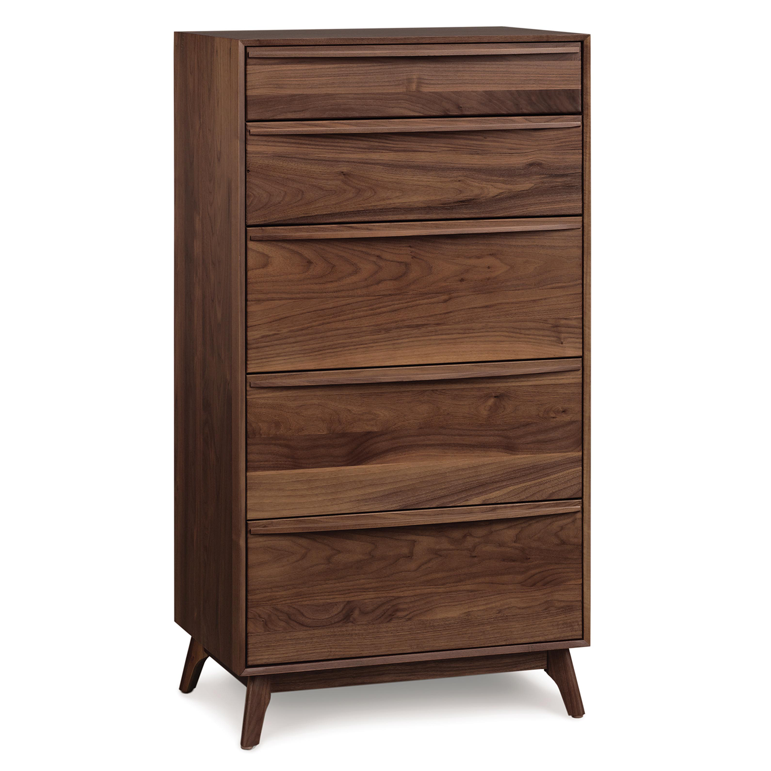 Catalina Five Drawer Dresser in Walnut (Narrow) - Urban Natural Home Furnishings