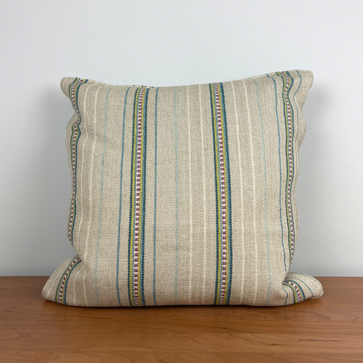 One-of-a-kind Striped Embroidered Pillow 20" by 20" - Urban Natural Home Furnishings