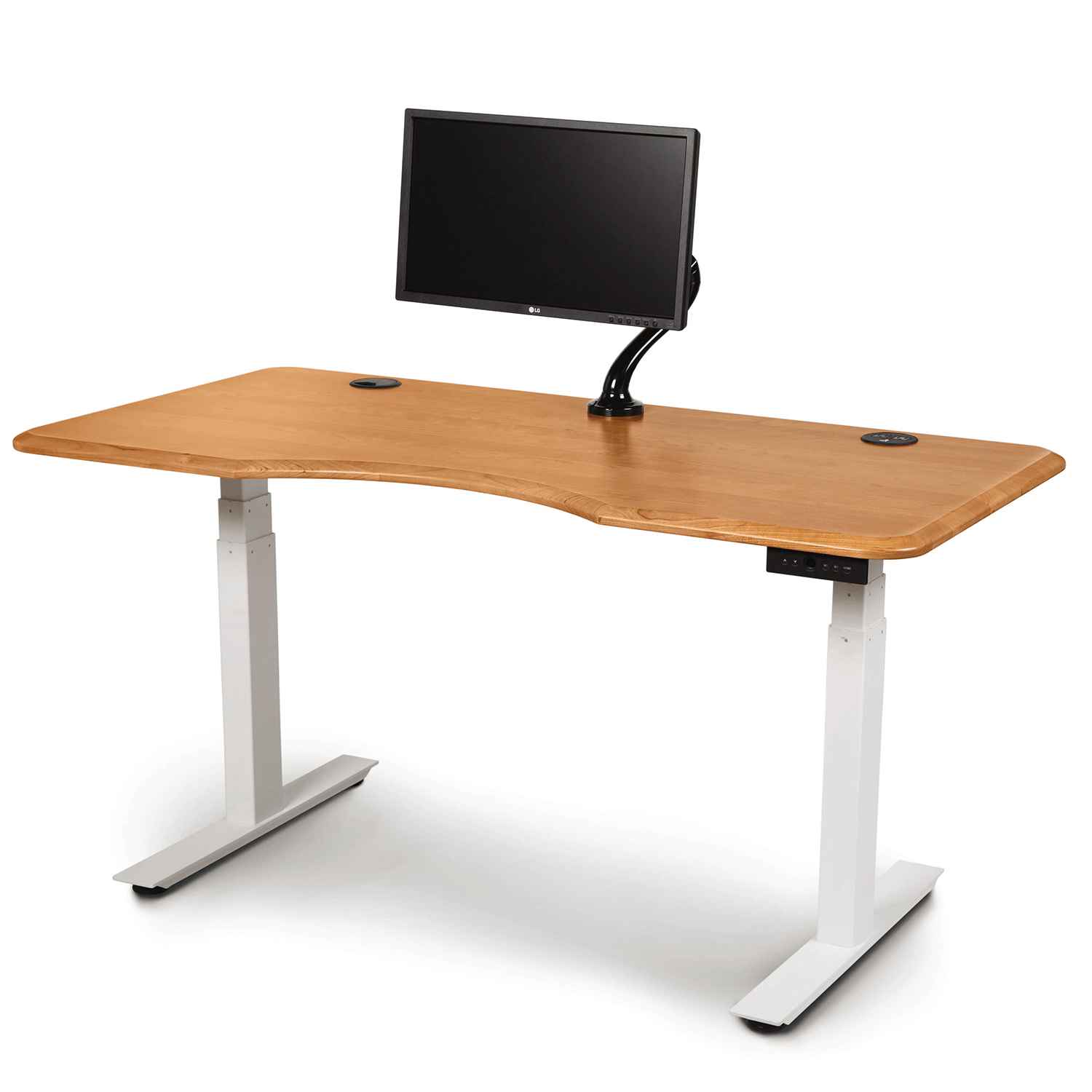 Invigo Sit-Stand Desk In Cherry - Urban Natural Home Furnishings