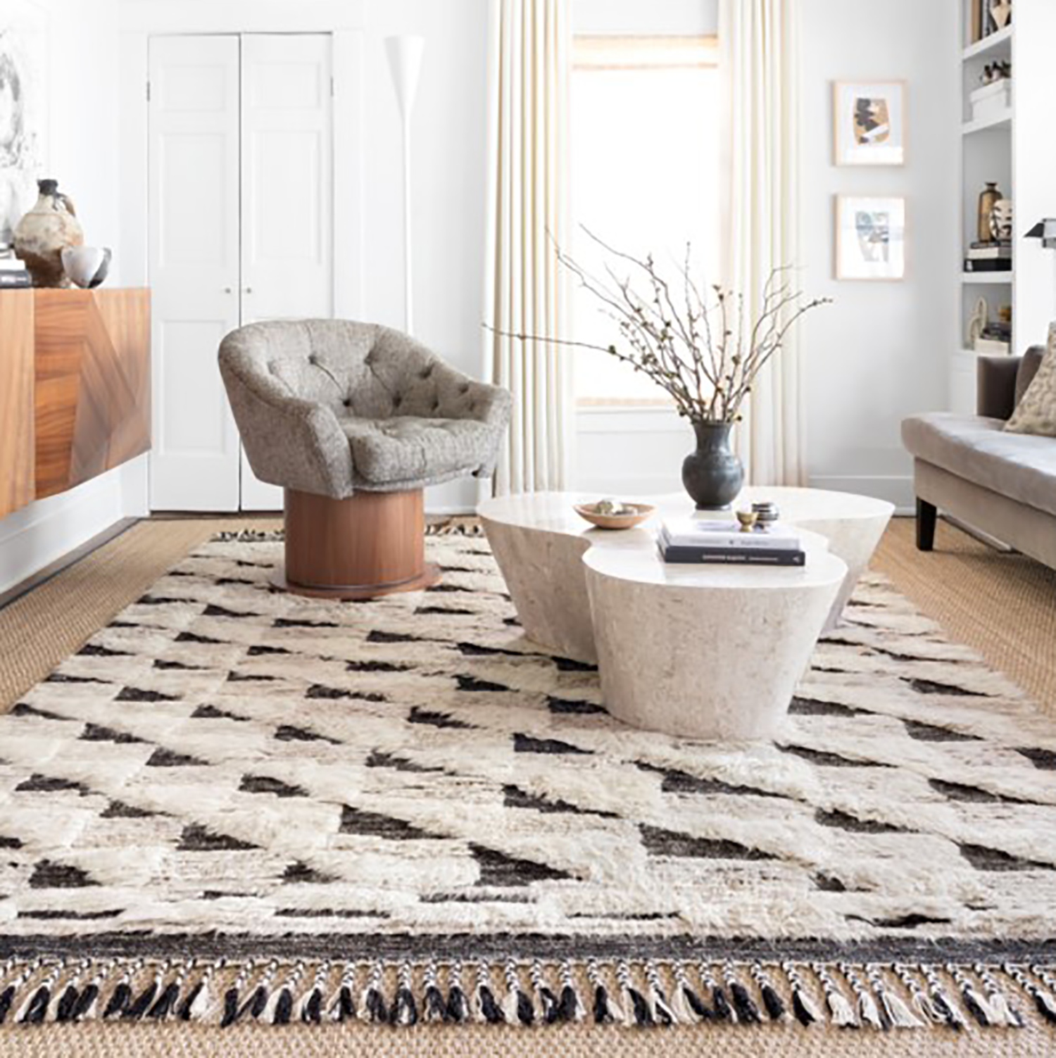 Khalid Hand Knotted Area Rug in Natural / Black by Loloi