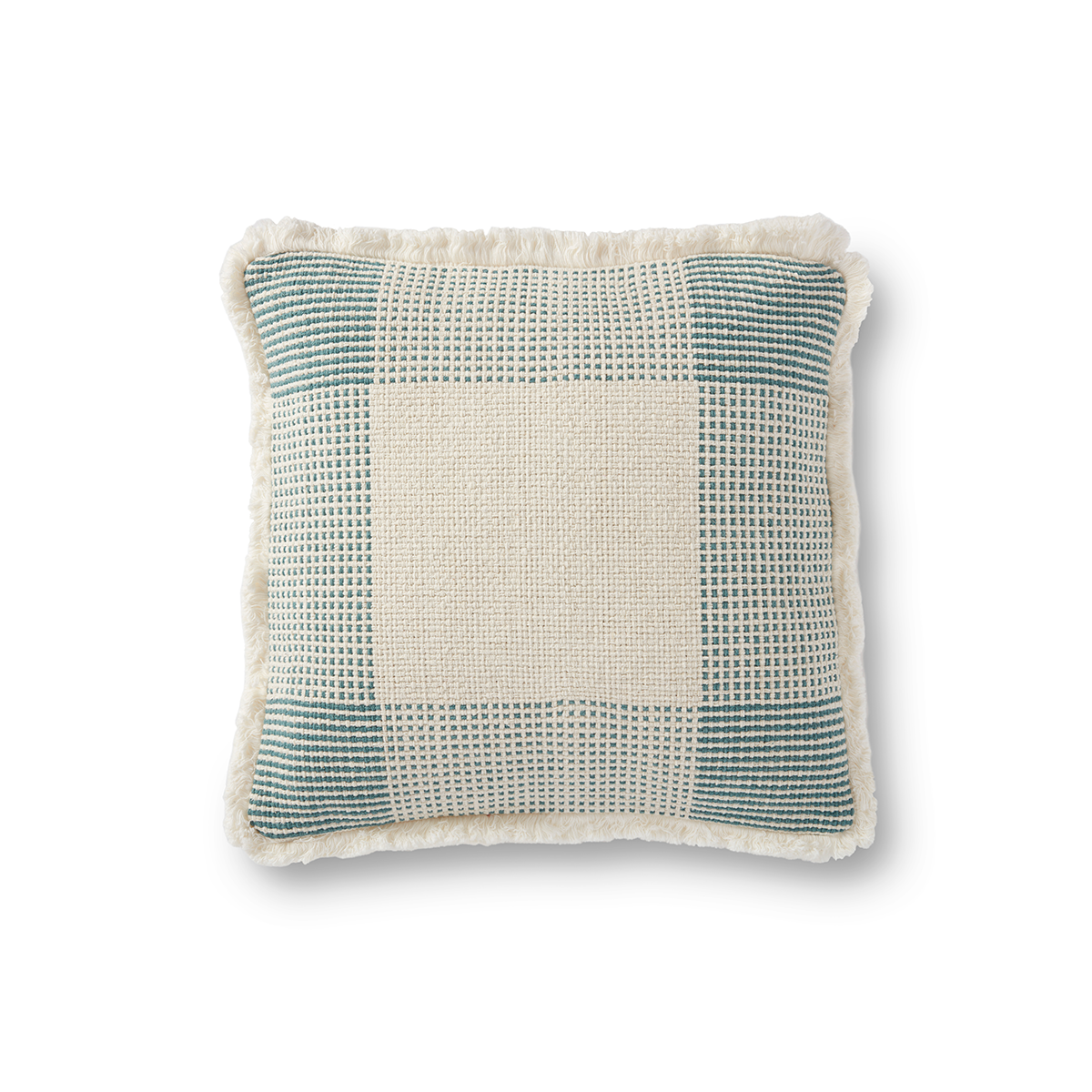 Small Checkered - White and Green Floor Pillow by